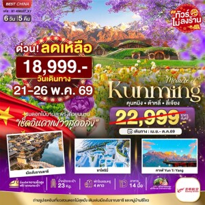 จีน 6 วัน 5 คืน คุนหมิง ต้าหลี่ ลี่เจียง สวนดอกไม้แห่งยูนนาน