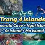 One Day Trip to 4 Islands in Trang: Emerald Cave + Ma Island + Ngai Island + Ya Island (Join Group) – For 1 Person, Trang