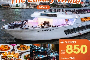 Golden Twilight : The Luxury White Dinner Cruise in Bangkok [Asiatique]