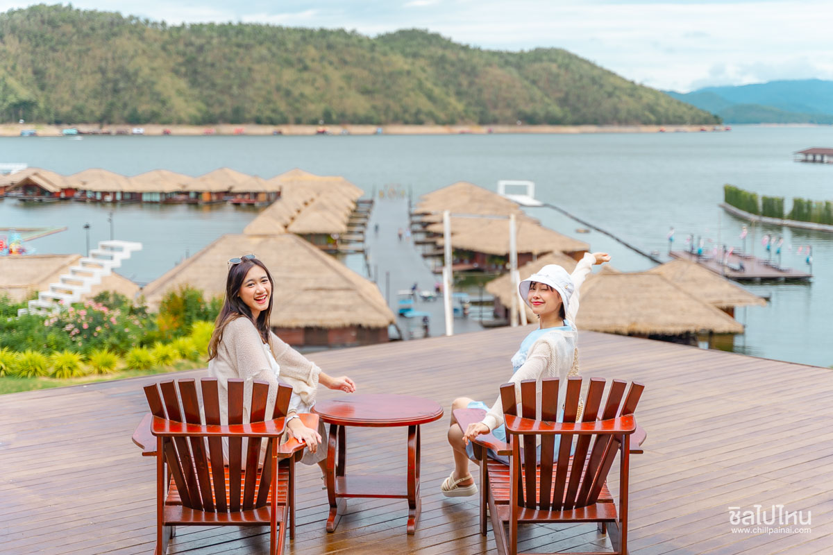 Ruknam Resort (รักน้ำรีสอร์ท) ที่พักกาญจนบุรี ในเขื่อนศรีนครินทร์ ล่องแพทานอาหารเย็น