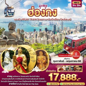 ทัวร์ฮ่องกง นองปิง Peak Tram วัดแชกง หวังต้าเซียน รีพลัสเบย์ 3 วัน 2 คืน