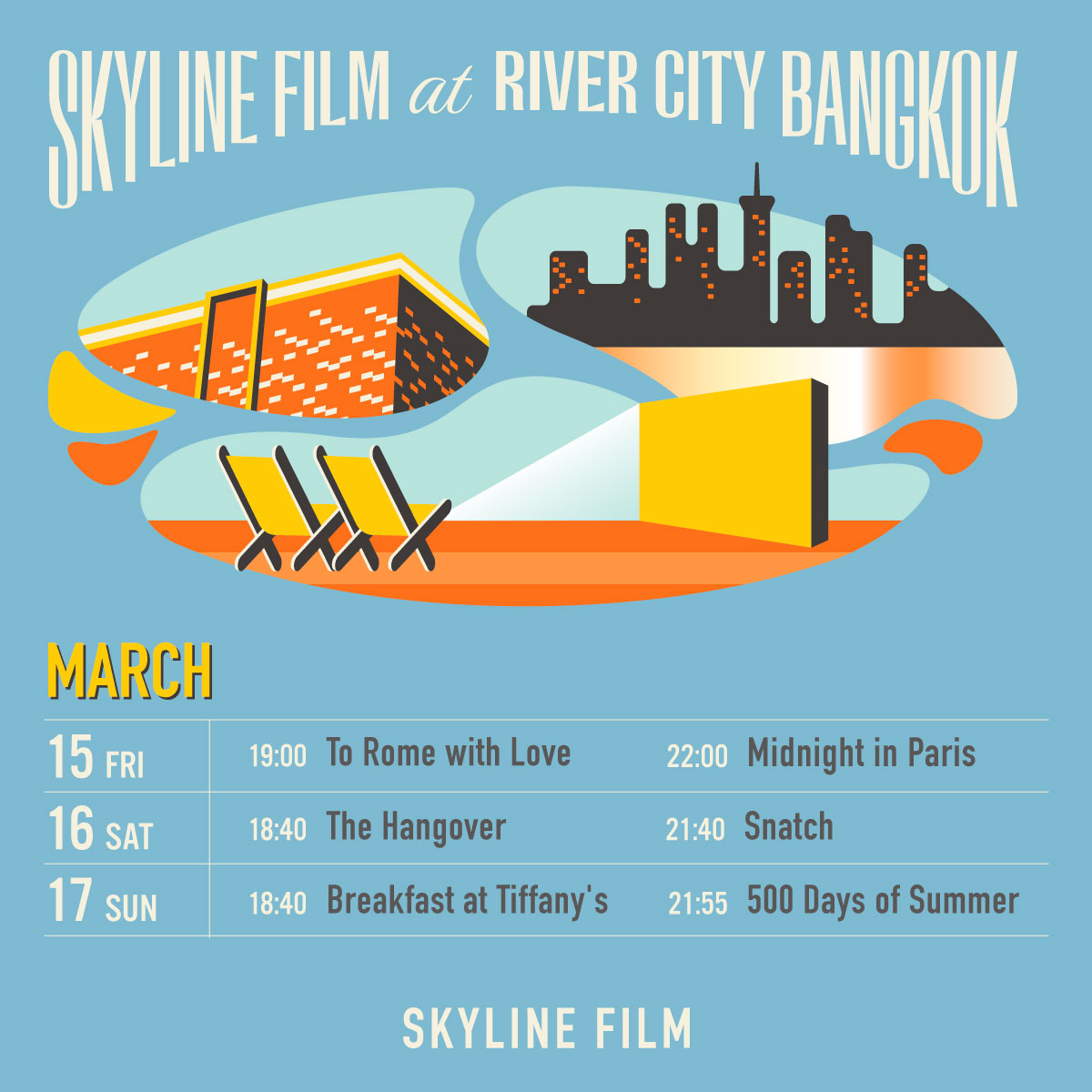 ชวนแฟนไปกัน ดูหนังบนดาดฟ้าวิวแม่น้ำเจ้าพระยา 15-17 มีนาคมนี้ ที่ River City Bangkok