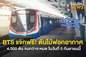 BTS แจกฟรี! ต้นไม้ฟอกอากาศ 4,500 ต้น จนกว่าจะหมด ในวันที่ 5 กันยายนนี้
