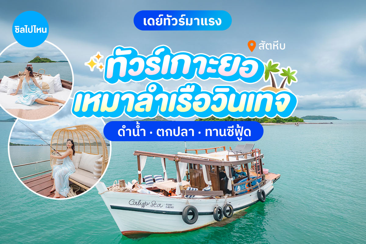 ล่องเรือไม้สุดหรู Calypsea เที่ยวเกาะยอ ดำน้ำ + พายเรือซับบอร์ด + ตกปลา ตกหมึก + เซตอาหาร, สัตหีบ ชลบุรี