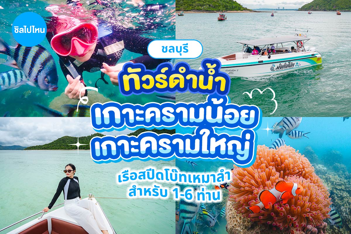 ทริปดำน้ำบางเสร่ เกาะครามน้อย เกาะครามใหญ่ โดยเรือสปีดโบ๊ท (เหมาลำ) สำหรับ 1-6 ท่าน