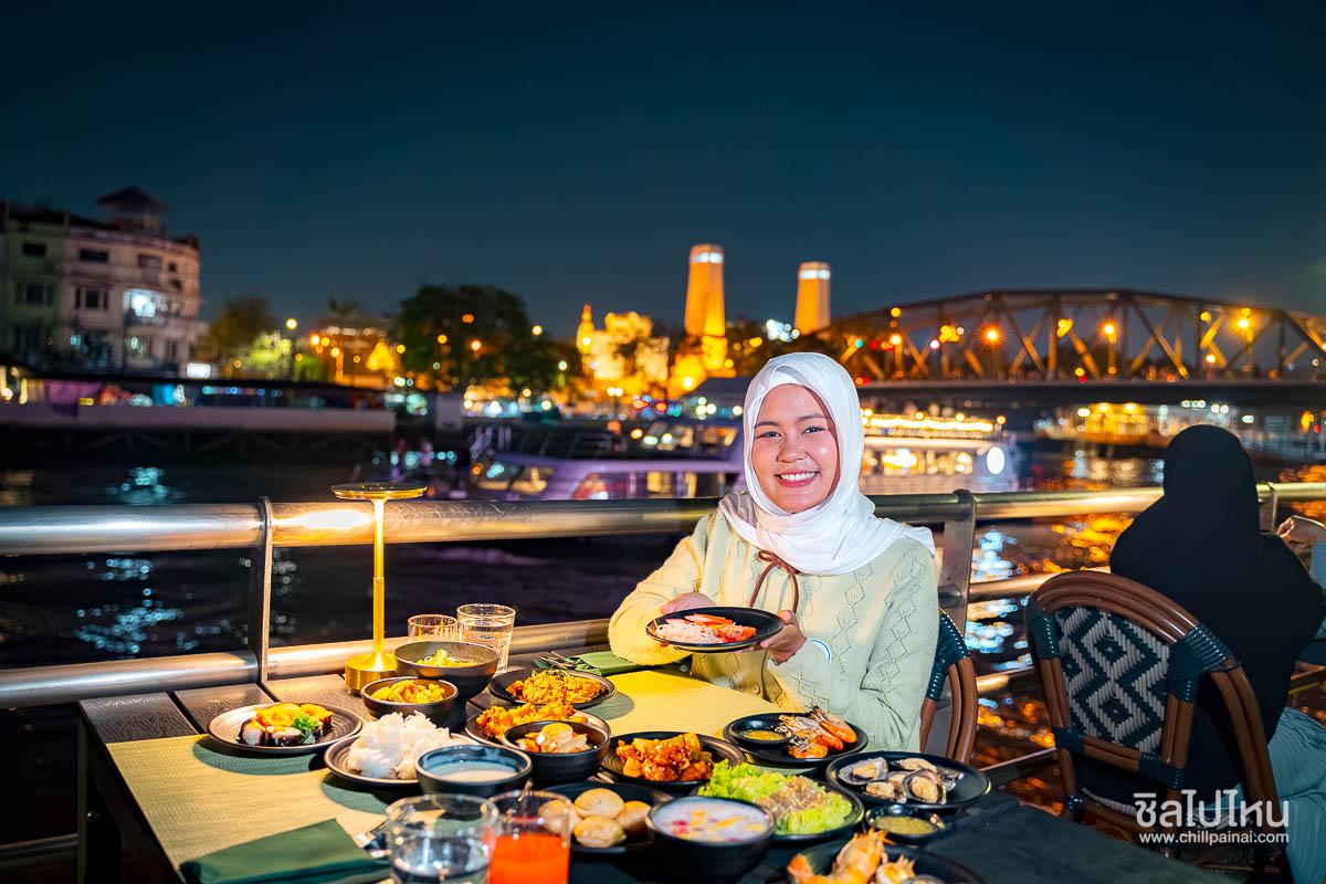 水灯节 · Riverside Faraya 游船（清真）晚餐票 · 曼谷Asiatique河滨夜市