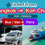 บัตรโดยสารจาก กรุงเทพ ไป เกาะช้าง (เที่ยวเดียว รถบัส+เรือเฟอร์รี่)