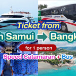 บัตรโดยสารจาก เกาะสมุย ไป กรุงเทพ สำหรับ 1 ท่าน (เรือคาตามารัน+รถบัส) โดย ลมพระยา