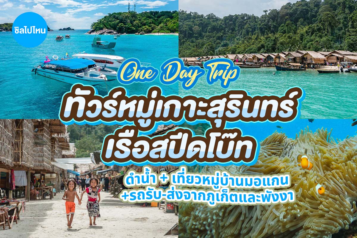 เรือสปีดโบ๊ท One Day Trip ทัวร์หมู่เกาะสุรินทร์ + อาหาร 3 มื้อ + รถรับ-ส่งจากภูเก็ตและเขาหลัก