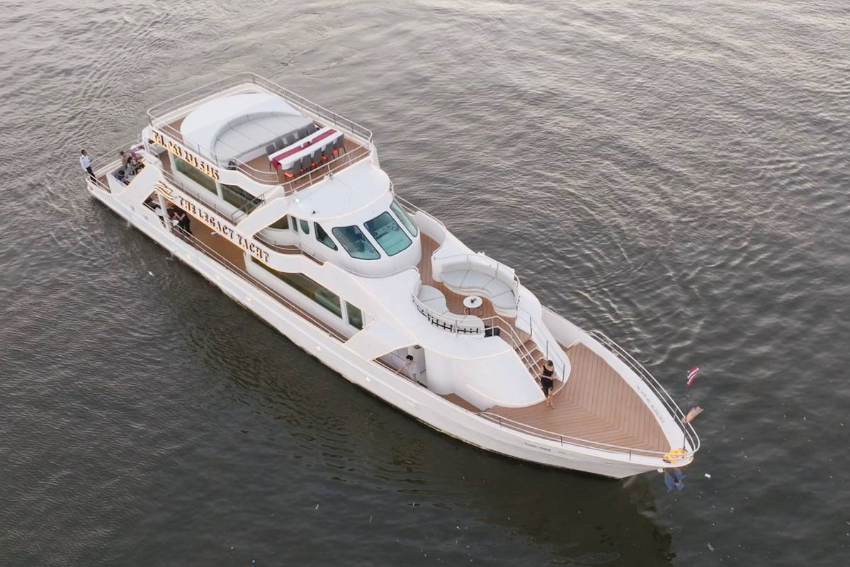 แพ็คเกจล่องเรือยอร์ชส่วนตัวกับ The Legacy Yacht ในรูปแบบใหม่กลางแม่น้ำเจ้าพระยา ชมบรรยากาศวิวยามค่ำคืนริมสองฝั่งแม่น้ำ